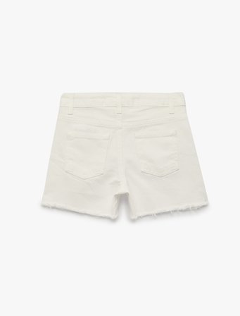 Cepli Pamuklu Kesik Paça Basic Denim Şort