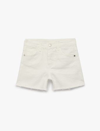 Cepli Pamuklu Kesik Paça Basic Denim Şort