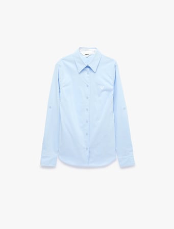 Pamuklu Slim Fit Nakış Detaylı Uzun Kollu Poplin Gömlek