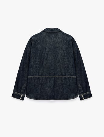 Pamuklu Dikiş Detaylı Klasik Yaka Çıtçıt Düğmeli Uzun Kollu Denim Gömlek