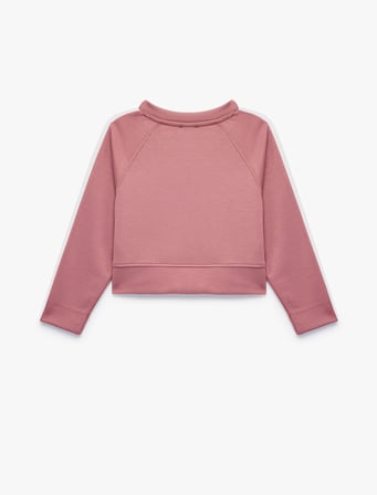 Uzun Kollu Viskon Karışımlı Biyeli Bisiklet Yaka Baskılı Sweatshirt
