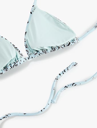 Halter Yaka Şal Desenli Üçgen Bikini Üstü