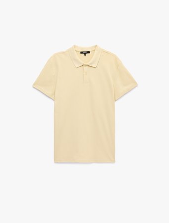 Pamuklu Pike Kumaş Kısa Kollu Polo Yaka Baskılı Slim Fit Tişört