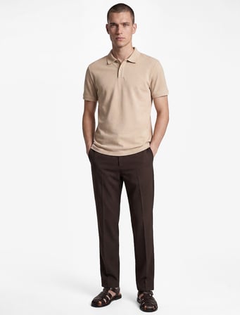 Pamuklu Pike Kumaş Kısa Kollu Polo Yaka Baskılı Slim Fit Tişört