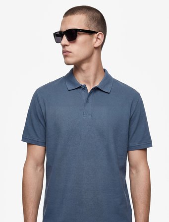 Pamuklu Pike Kumaş Kısa Kollu Polo Yaka Baskılı Slim Fit Tişört