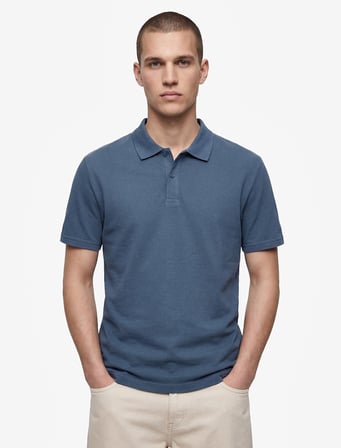 Pamuklu Pike Kumaş Kısa Kollu Polo Yaka Baskılı Slim Fit Tişört