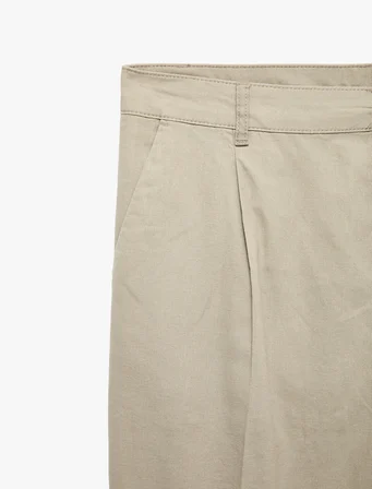 Regular Fit Cepli Pamuk Keten Karışımlı Pileli Pantolon