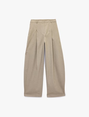 Yüksek Bel Regular Fit Düz Paça Barrel Balon Pantolon