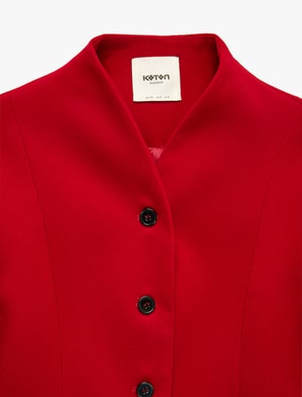 Regular Fit Düğmeli Hakim Yaka Uzun Kollu Blazer Ceket