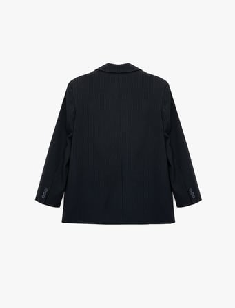 Kruvaze Yaka Uzun Kollu Metal Aksesuarlı Blazer Ceket