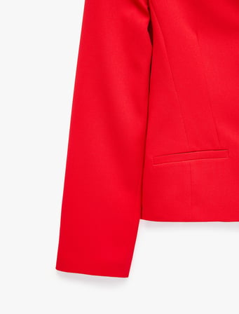 Regular Fit Uzun Kollu Geniş Yaka Düğmeli Dikiş Detaylı Cepli Blazer Ceket