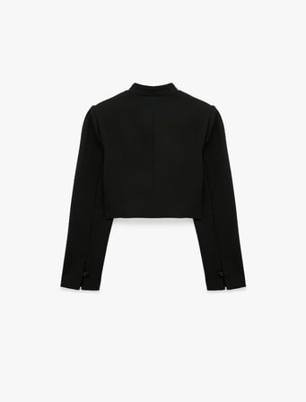 Relax Fit Uzun Kollu Hakim Yaka Crop Blazer Ceket