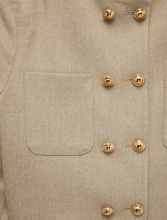 Uzun Kollu Cepli Süs Düğmeli Bisiklet Yaka Blazer Ceket