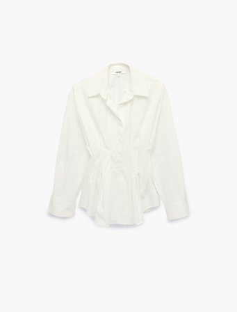 Pamuklu Slim Fit Klasik Yaka Uzun Kollu Pile Detaylı Poplin Gömlek