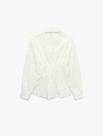 Pamuklu Slim Fit Klasik Yaka Uzun Kollu Pile Detaylı Poplin Gömlek