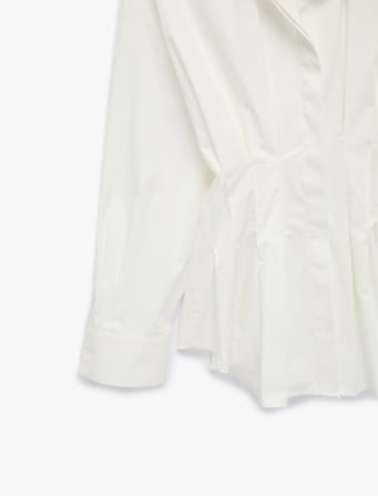 Pamuklu Slim Fit Klasik Yaka Uzun Kollu Pile Detaylı Poplin Gömlek