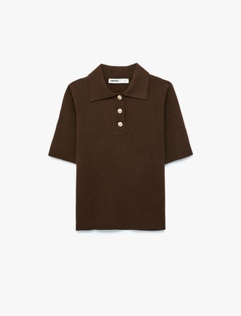 Regular Fit Kısa Kollu Polo Yaka Triko Kazak