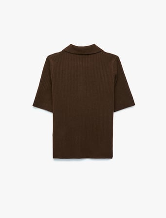 Regular Fit Kısa Kollu Polo Yaka Triko Kazak