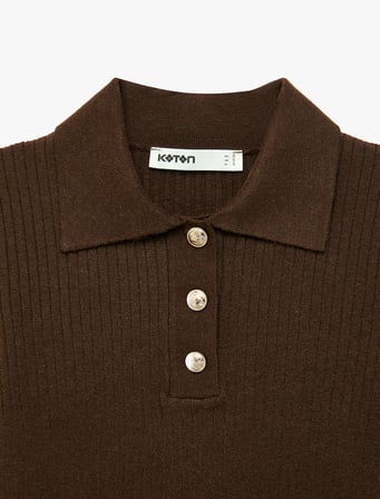 Regular Fit Kısa Kollu Polo Yaka Triko Kazak