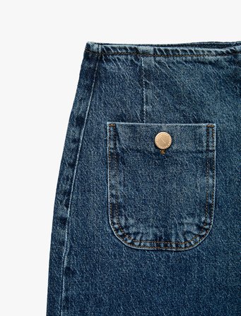Pamuklu Cep Detaylı Düğmeli Geniş Kısa Paça Denim Pantolon - Culotte Jeans