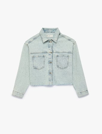 Rahat Kalıp Pamuklu Klasik Yaka Uzun Kollu Cepli Denim Ceket