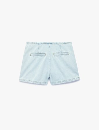 Rahat Kalıp Bağlama Detaylı Pamuklu Mini Denim Şort Etek