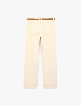 Pamuklu Kemerli Cepli Normal Bel Uzun Düz Paça Pantolon - Straight Fit Jean