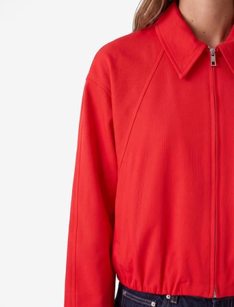 Kruvaze Yaka Balon Kollu Fermuarlı Viskon Oversize Bomber Ceket