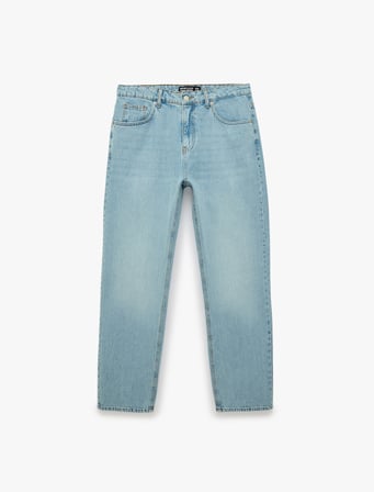 Düğmeli Cepli Vintage Straight Fit Jean Pantolon