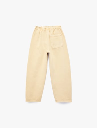 Pamuklu Beli Lastikli Loose Fit Barrel Denim Pantolon