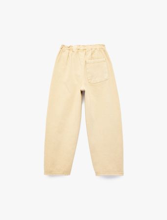 Pamuklu Beli Lastikli Loose Fit Barrel Denim Pantolon
