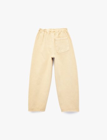 Pamuklu Beli Lastikli Loose Fit Barrel Denim Pantolon