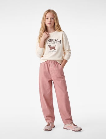 Pamuklu Beli Lastikli Loose Fit Barrel Denim Pantolon