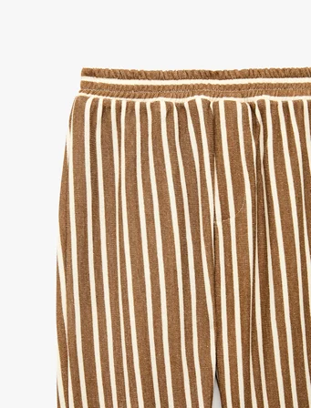 Beli Lastikli Viskon Karışımlı Oversize Çizgili Pantolon