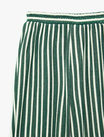 Beli Lastikli Viskon Karışımlı Oversize Çizgili Pantolon