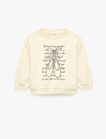 Baskılı Uzun Kollu Bisiklet Yaka Sweatshirt