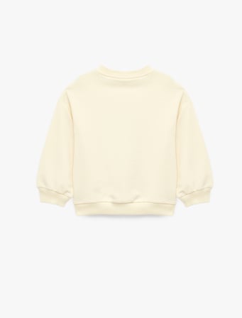 Baskılı Uzun Kollu Bisiklet Yaka Sweatshirt