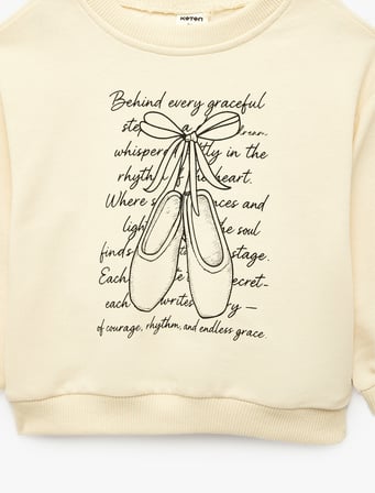 Baskılı Uzun Kollu Bisiklet Yaka Sweatshirt