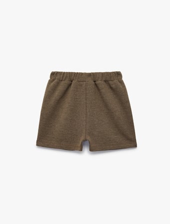 Beli Bağcıklı Pamuk Karışımlı Dokulu Basic Şort
