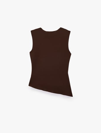 Asimetrik Kesim Slim Fit Bisiklet Yaka Kolsuz Bluz