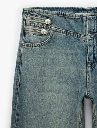 Pamuklu Regular Fit Düğmeli İspanyol Paça Pantolon