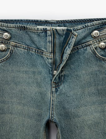 Pamuklu Regular Fit Düğmeli İspanyol Paça Pantolon