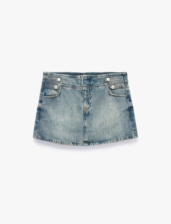 Pamuklu Düğmeli Slim Fit Mini Denim Şort Etek