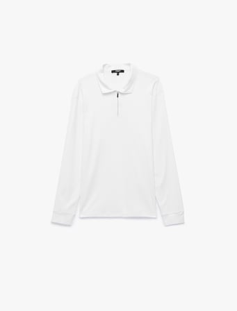 Pamuklu Uzun Kollu Yarım Fermuarlı Polo Yaka Sweatshirt