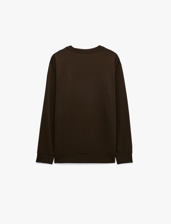 Viskon Karışımlı Uzun Kollu Bisiklet Yaka Basic Sweatshirt