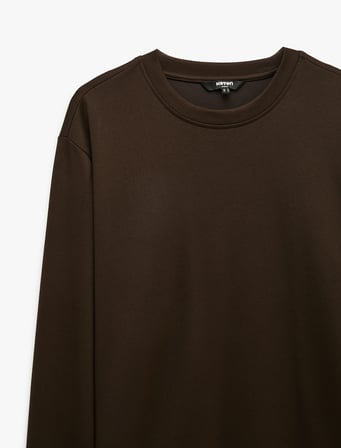 Viskon Karışımlı Uzun Kollu Bisiklet Yaka Basic Sweatshirt