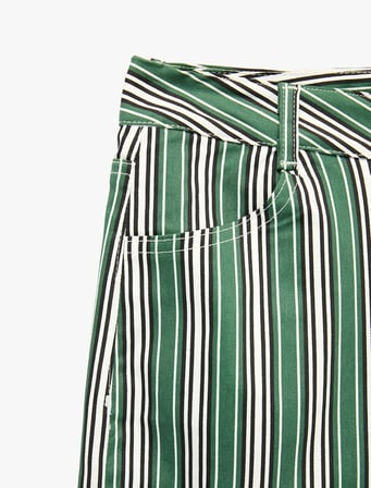 Pamuklu Cepli Düğmeli Düz Paça Gabardin Çizgili Pantolon