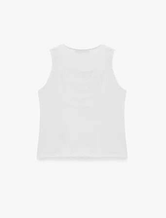 Slim Fit Metal Aksesuarlı Drapeli Viskon Degaje Yaka Kolsuz Bluz