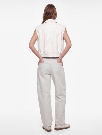 Düşük Bel Dikiş Detaylı Pamuklu Cepli Normal Paça Baggy Pantolon - Baggy Jeans