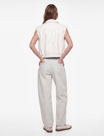 Düşük Bel Dikiş Detaylı Pamuklu Cepli Normal Paça Baggy Pantolon - Baggy Jeans